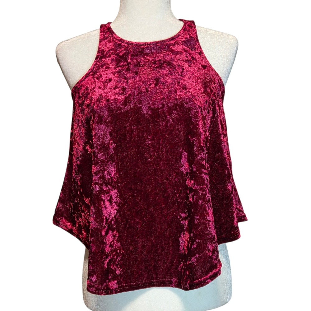 Rue 21 Burgundy Crushed Velvet Tank Top Y2K Party Goth Holiday Layering Womens S